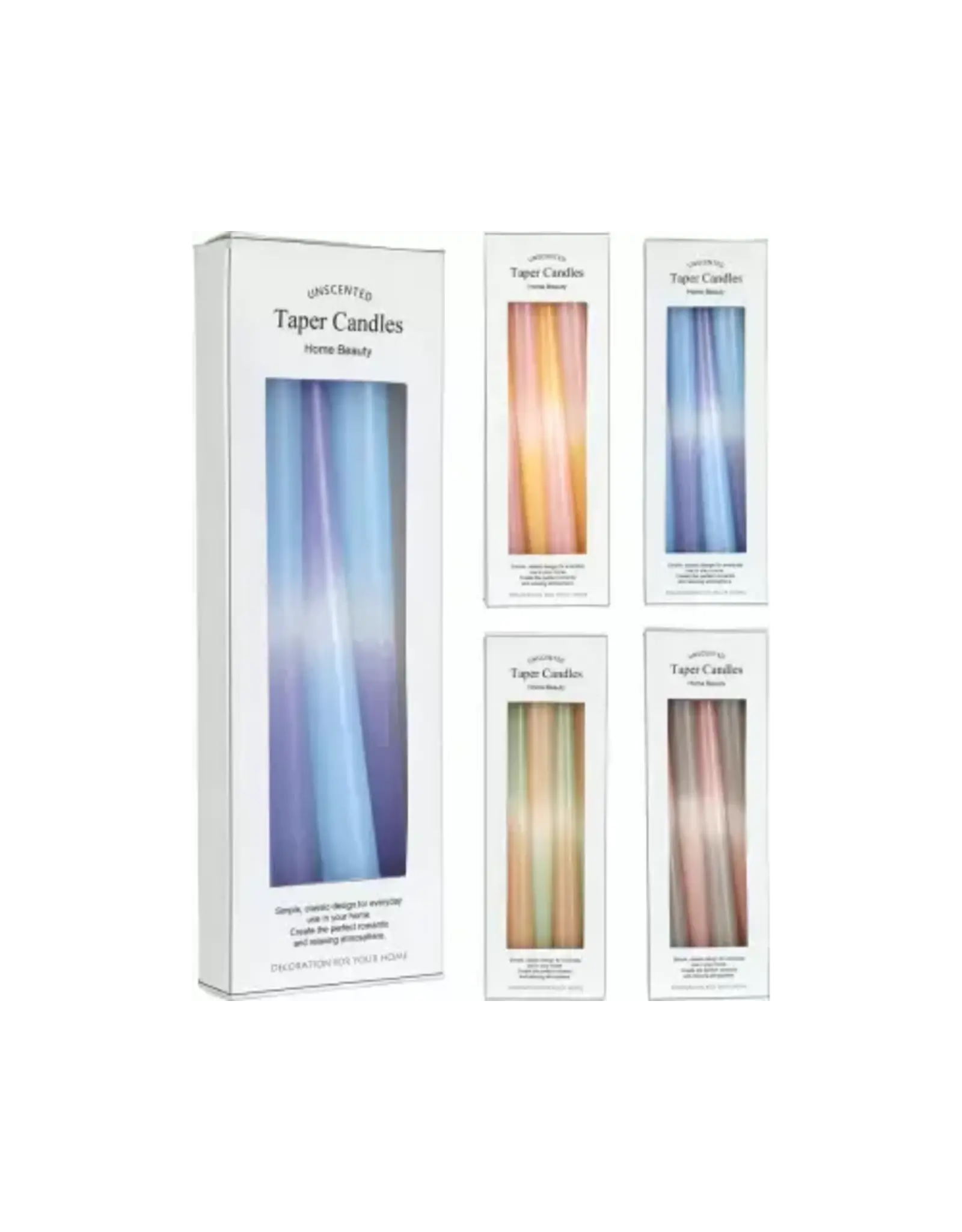 taper candles Dinerkaars pastel gradient kleuren 25 set 4 stuks asorti