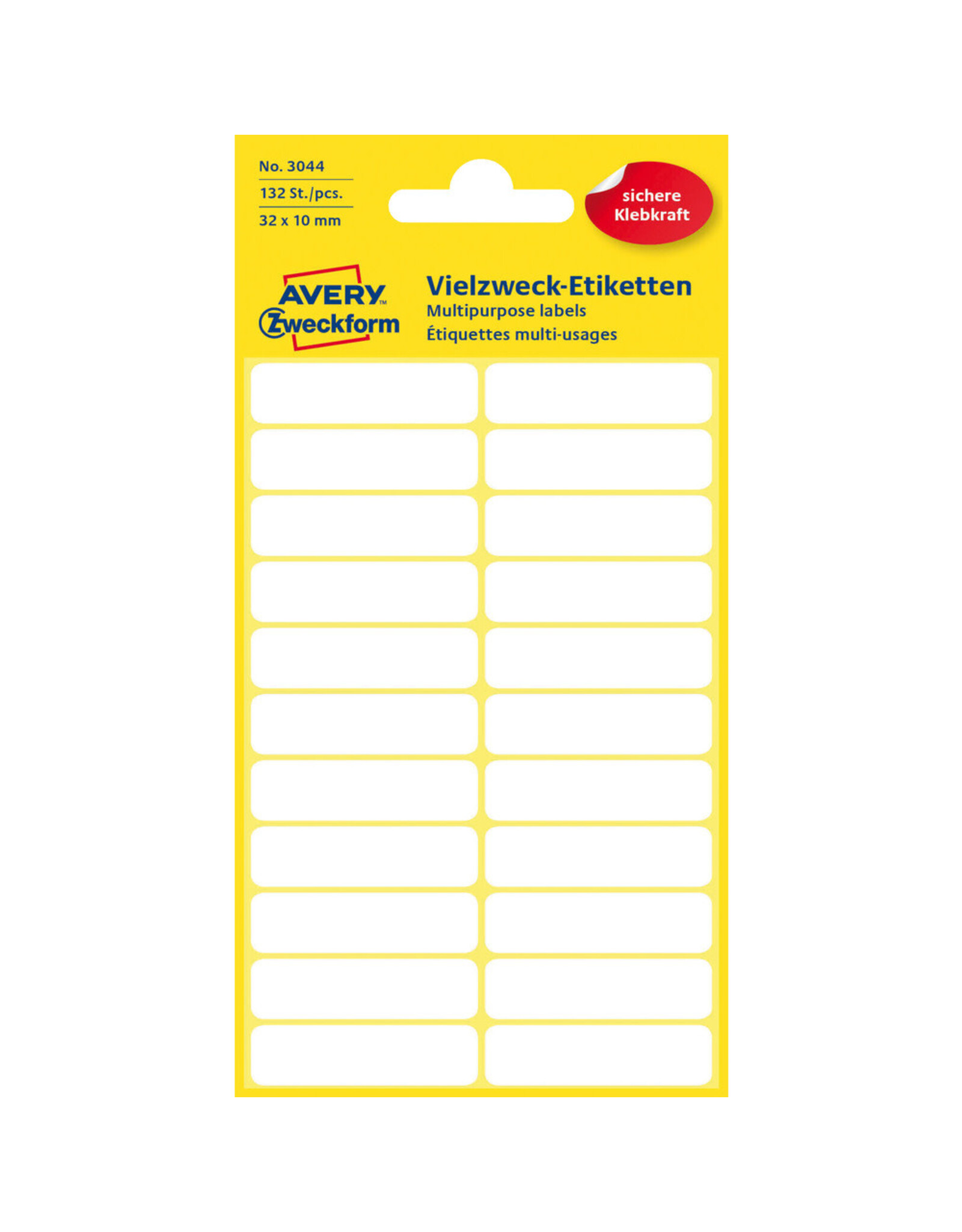 AVERY Etiket Avery Zweckform 3044 32x10mm wit 132stuks