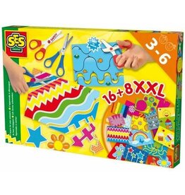 SES - Ik leer knippen XXL - Montessori - veilige schaar en metalen schaar - met 24 knipvellen