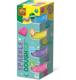 Ses SES - Feel good klei - Sparkle (4x90gr) - vegan en glutenvrij - herbruikbare potjes - uitwasbaar - 4 kleuren glitter klei