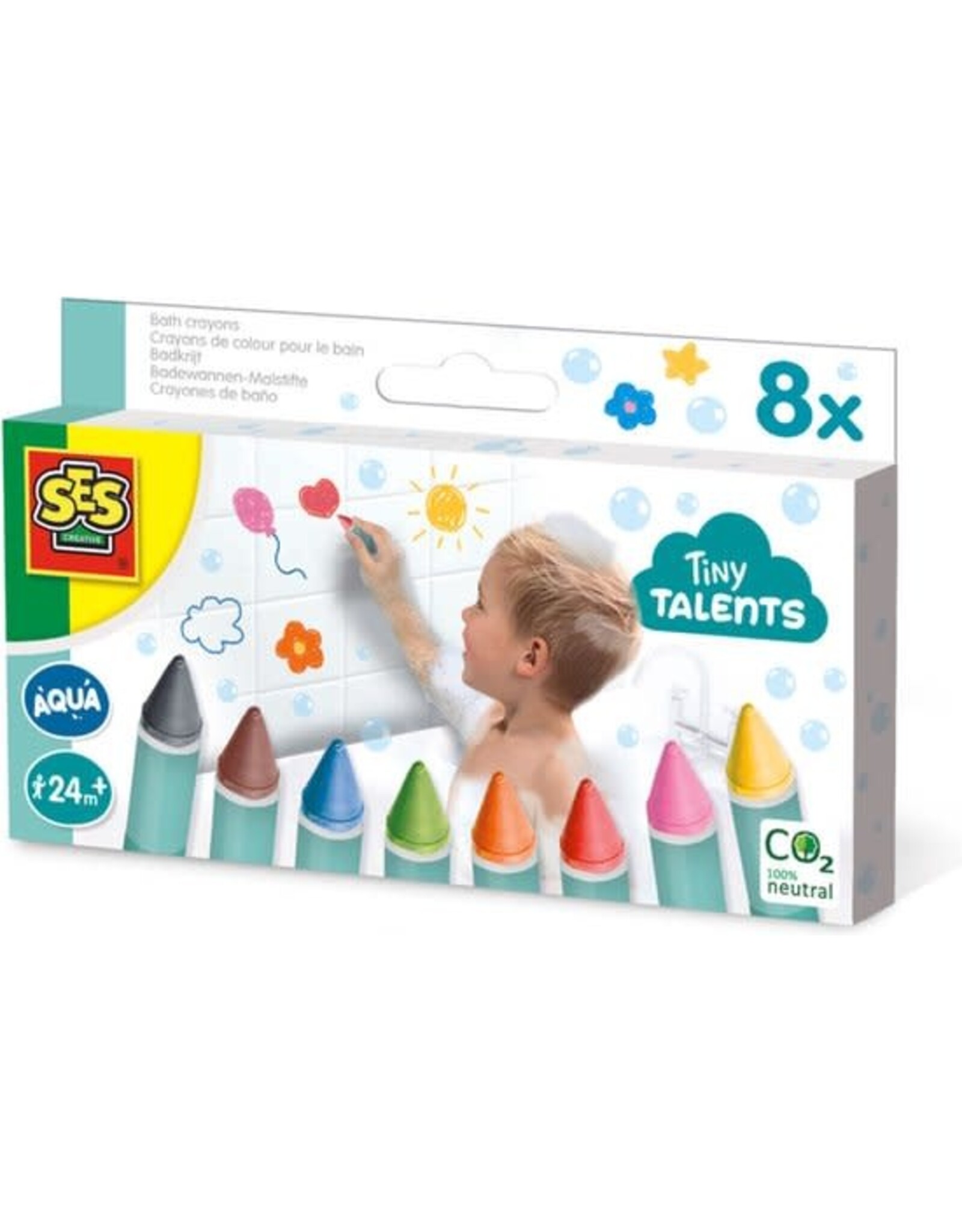 Ses SES - Tiny Talents - Badkrijt - 8 vrolijke kleuren - voor tegels en de badkuip - gemakkelijk af te wassen