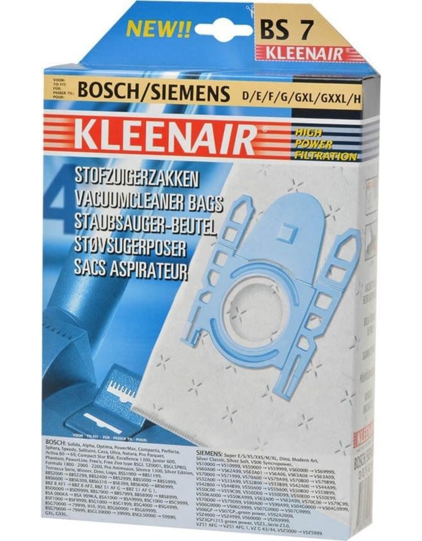 KLEENAIR Kleenair Stofzuigerzakken Bosch en Siemens Bs-7 4 stuks