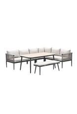 GARDEN IMPRESSION Garden Impressions Teramon lounge-diningset - 6-delig - carbon black - rope taupe -desert sand - light teak vironwood