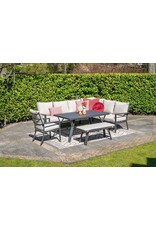 GARDEN IMPRESSION Garden Impressions Sergio lounge-diningset - 3-delig - rechts - carbon black - desert sand