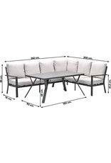 GARDEN IMPRESSION Garden Impressions Sergio lounge-diningset - 3-delig - rechts - carbon black - desert sand