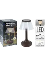 Decoris Tafellamp Hout Look LED 15x15x27cm oplaadbaar