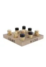 Spel Tic Tac Toe Wine naturel/zwart hout/kurk 15x15x4,5cm