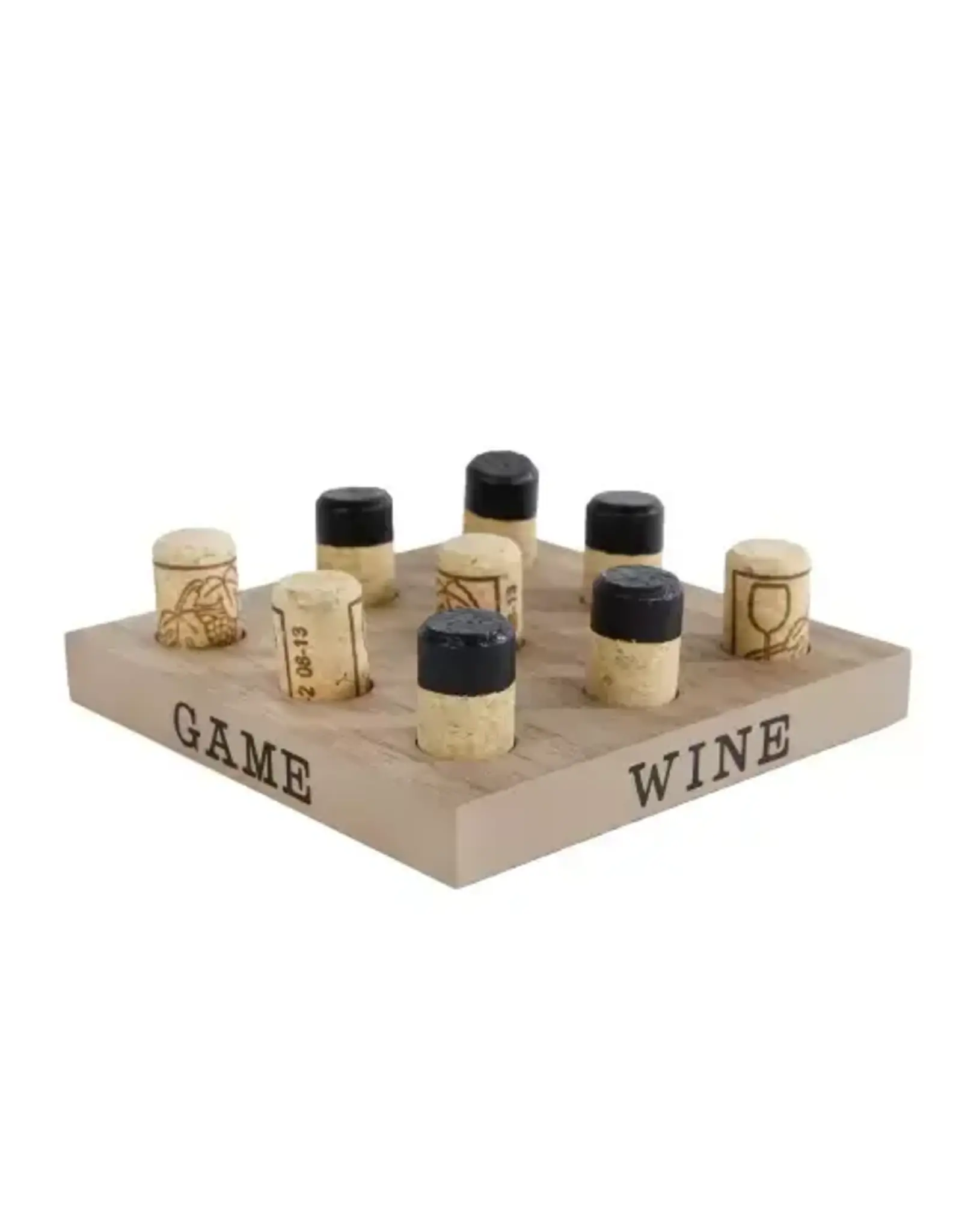 Spel Tic Tac Toe Wine naturel/zwart hout/kurk 15x15x4,5cm