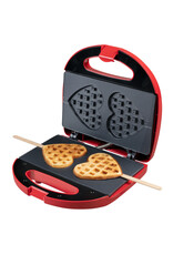 BESTRON Bestron Wafelijzer  Voor 2 Hartjes Wafels  Rood
