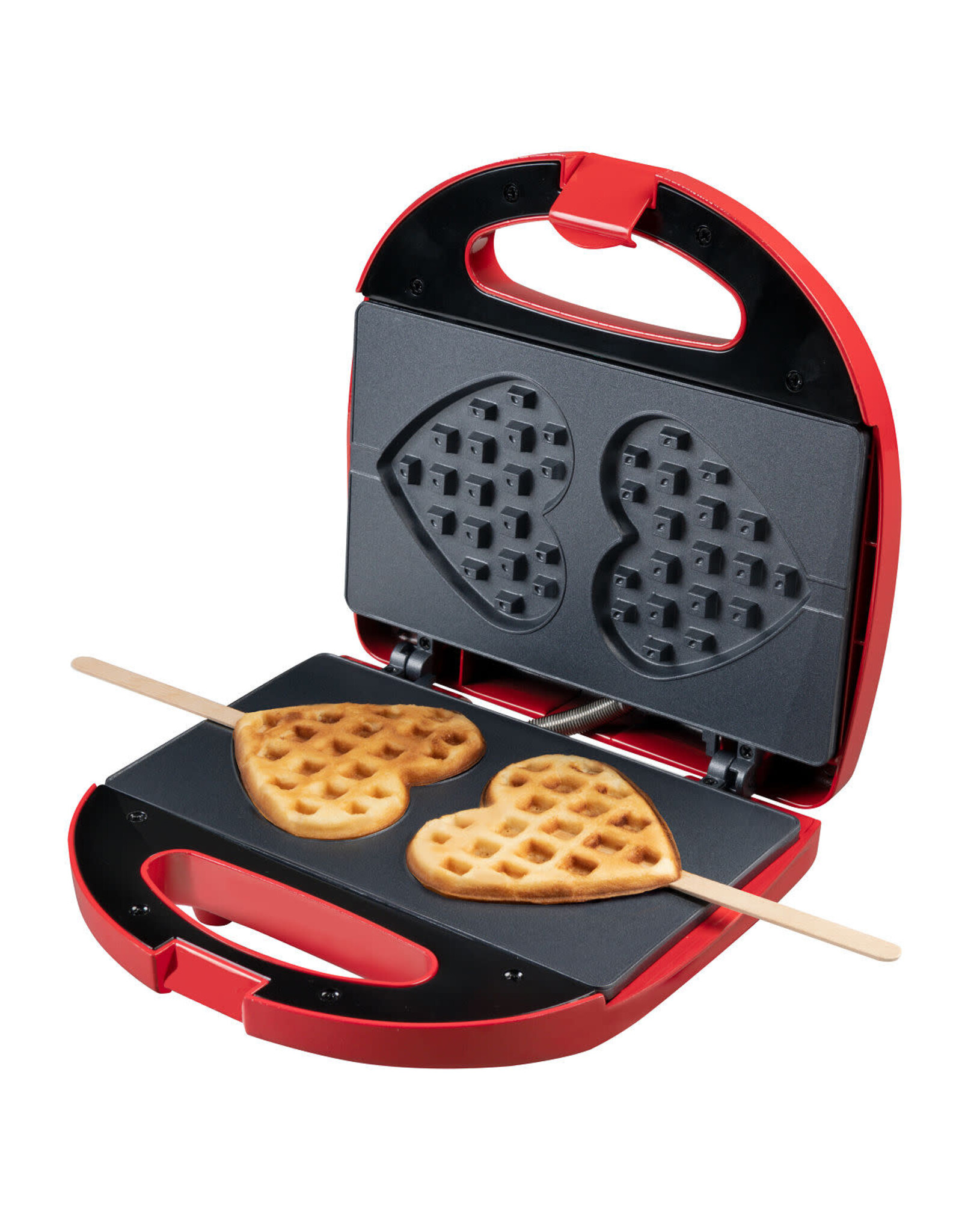 BESTRON Bestron Wafelijzer  Voor 2 Hartjes Wafels  Rood