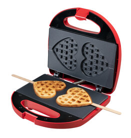 BESTRON Bestron Wafelijzer  Voor 2 Hartjes Wafels  Rood