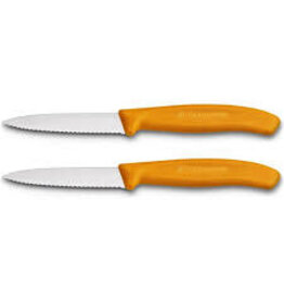 victorinox Victorinox Swiss Classic Groente- en schilmesje oranje gekarteld 2 stuks