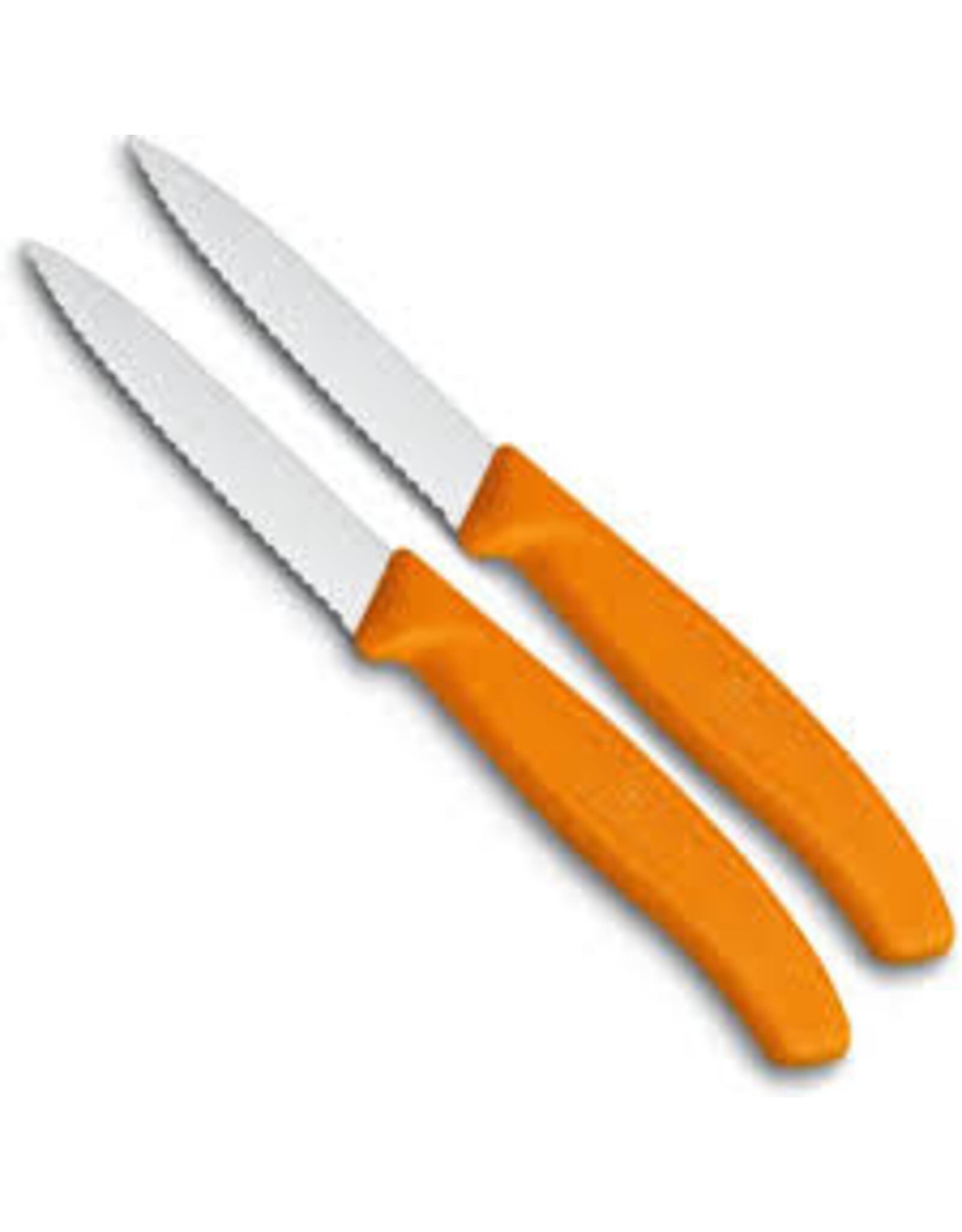 victorinox Victorinox Swiss Classic Groente- en schilmesje oranje gekarteld 2 stuks