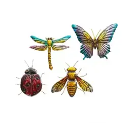 Wanddeco metalen insect 15cm assorti