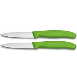 victorinox Victorinox Swiss Classic Groente- en schilmesje groen glad 2 stuks