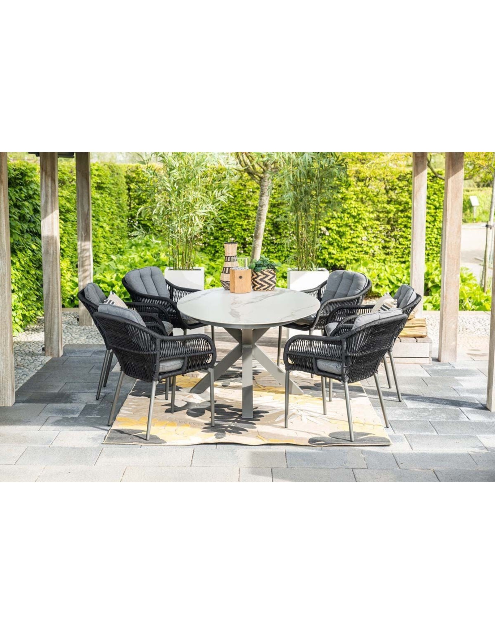 GARDEN IMPRESSION Garden Impressions Scotland tafel - 220x115 cm - carbon black - Centostone venice white