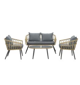 GARDEN IMPRESSION Garden Impressions Franklin loungeset4-delig-wicker-black/mystic grey