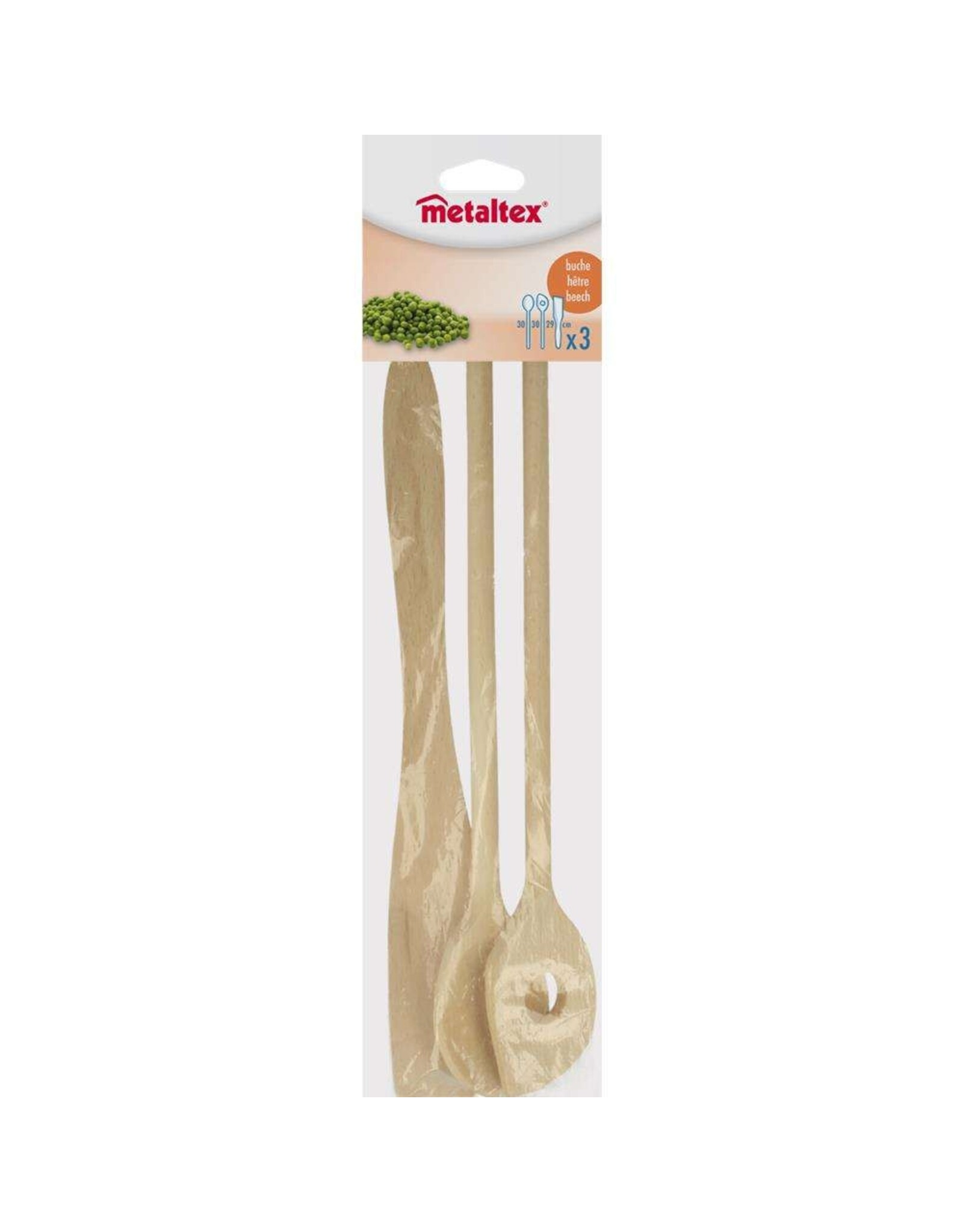 METALTEX Metaltex Beukenhouten spatel + 2 pollepels 27cm