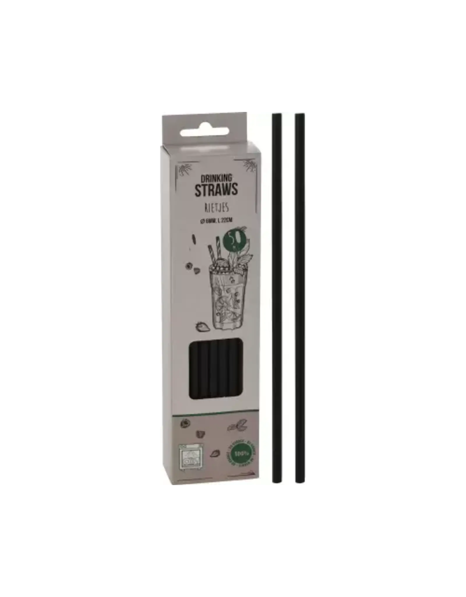 Rietjes Zwart PP Set van 50 stuks Dia 6mm L 22cm