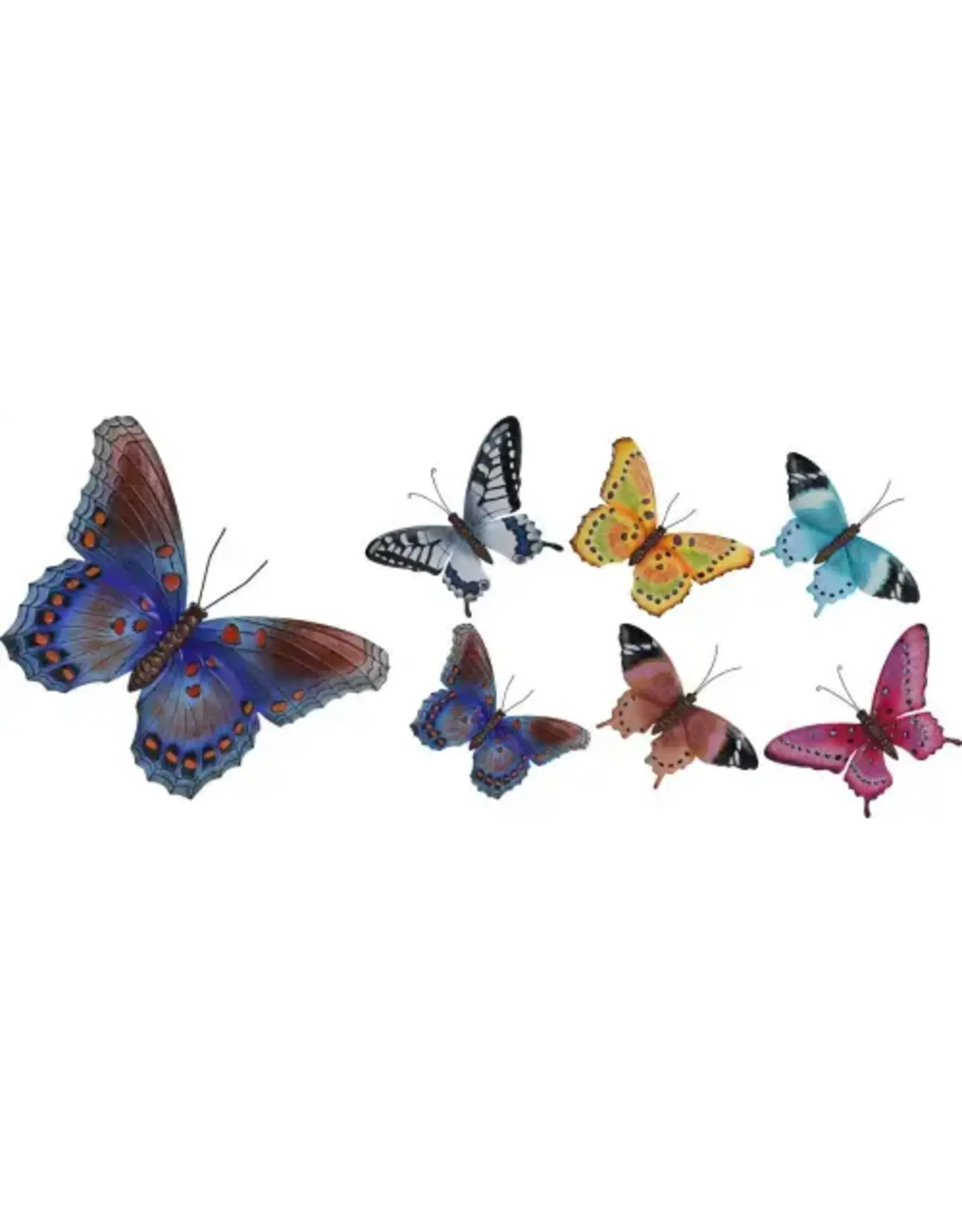Muurdecoratie metalen vlinder 44x37cm 6 assorti
