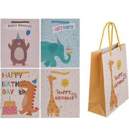Papieren geschenktas verjaardag dieren 18 x 8 x 23 cm