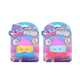 Eenhoorn drol stuiter putty op kaart - 2 assorti