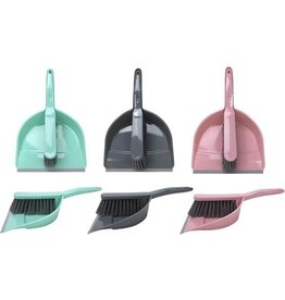 Stoffer en blik | kunststof | 3 kleuren assortiment