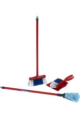Klein Klein Toys Vileda 4-delige speelgoedschoonmaakset - vloerwisser, bezem, stoffer en blik - hoogwaardig kunststof - rood blauw