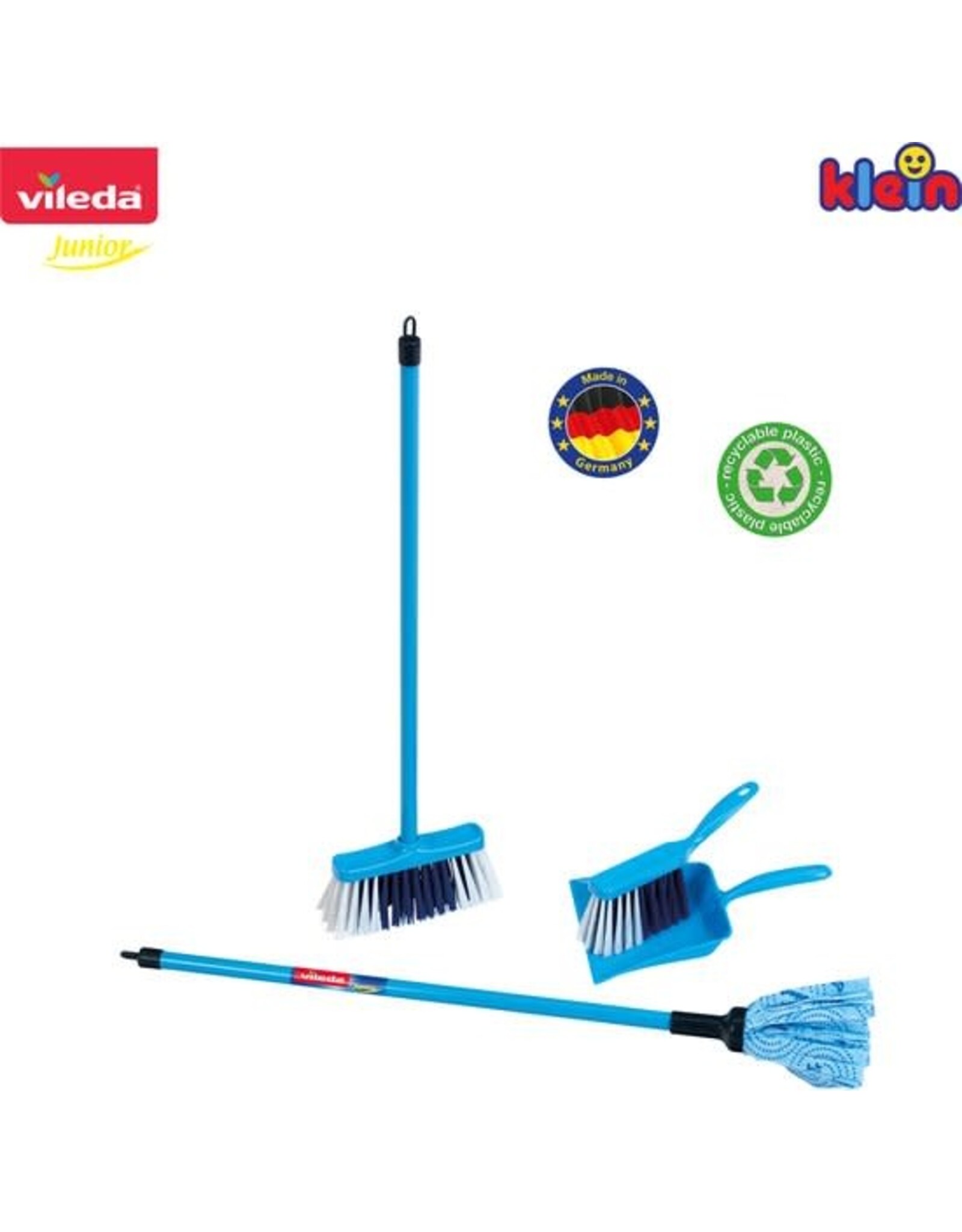 Klein Klein Toys Vileda 4-delige speelgoedschoonmaakset - speelgoed dweilset - blauw