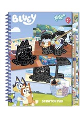 TOTUM Totum Bluey doeboek met luxe kraskaarten, kleurplaten en stickers - 20-delig vakantieboek tekenen en kleuren kraskunst scratch art 21 x 23 cm