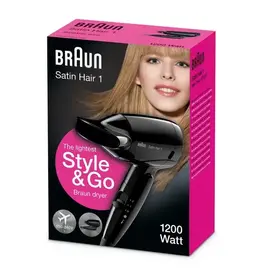 BRAUN Braun Satin Hair 1 Style&Go BRHD130E Föhn - Reis haardroger - Multivoltage - Inklapbaar