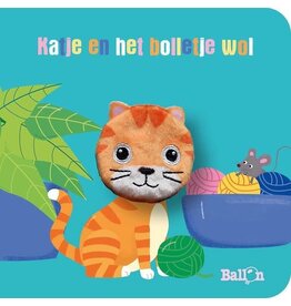 Kartonboek met vingerpopje 0 - Katje en het bolletje wol