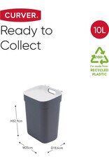 CURVER Curver Ready to Collect Prullenbak - 10L - Donkergrijs/Lichtgrijs