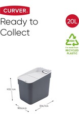 CURVER Curver Ready to Collect Prullenbak - 20 liter - Donkergrijs/Lichtgrijs