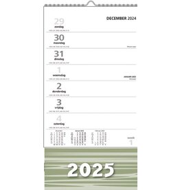 MGP MGPcards - XL Minikalender 2025 - Week begint op zondag - 16 x 30 cm - Streep - Groen