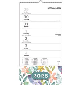 MGP MGPcards - XL Minikalender 2025 - Week begint op zondag - 16 x 30 cm - Bloemen - Pastel