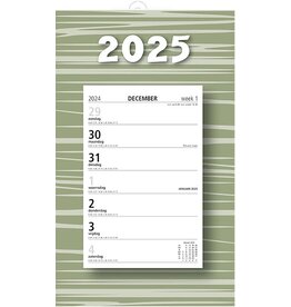 MGP MGPcards - Week Scheurkalender 2025 - Week begint op zondag - 21 x 34 cm - Streep - Groen