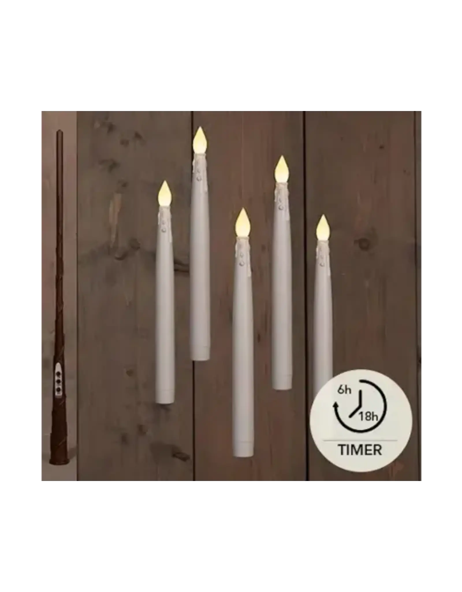 anna`s collection LED Kaarsen Zwevend Wit met Toverstok, Draad en Haken | 29cm 5