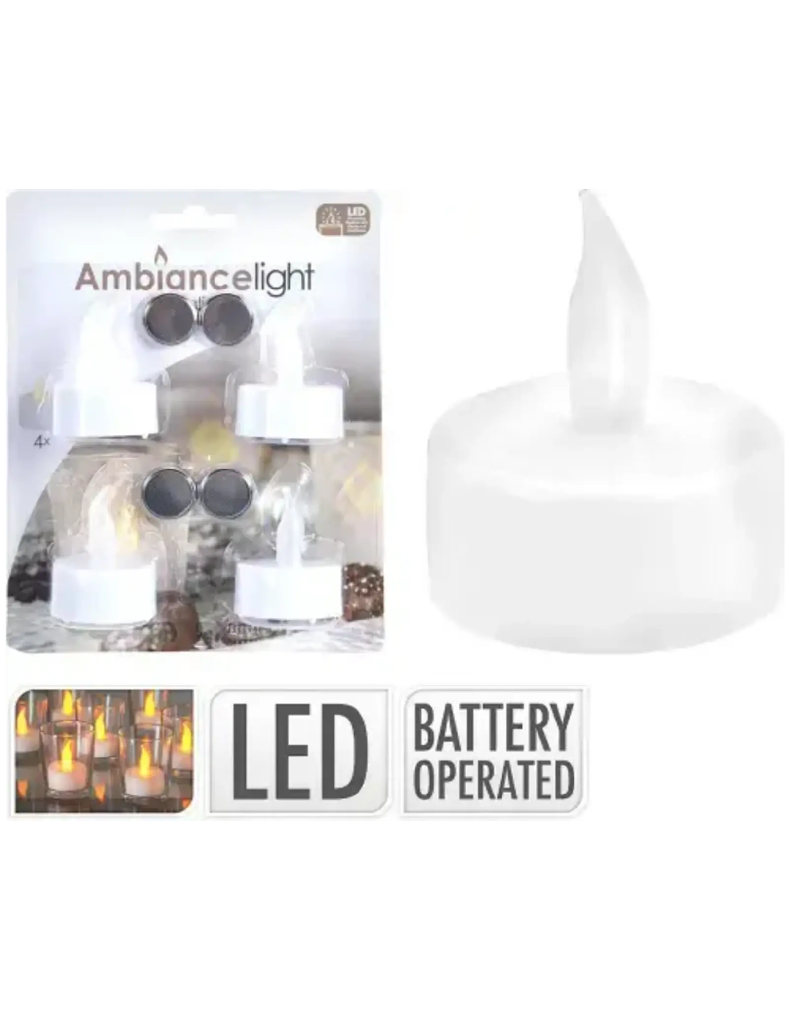 AMBIANCE Theelicht Led 4 stuks op kaart