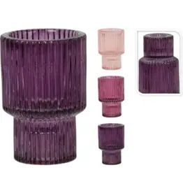 Kandelaar Glas 8cm 3 assorti kleur