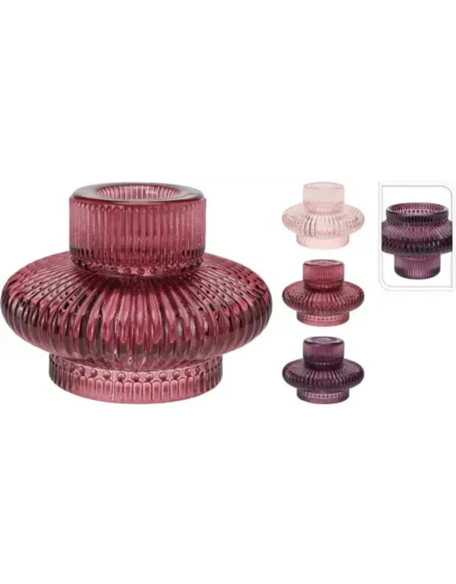 Kandelaar Glas 6cm 3 assorti kleur