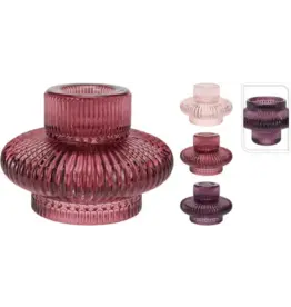 Kandelaar Glas 6cm 3 assorti kleur