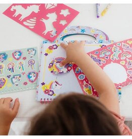 TOTUM Totum Unicorn Designer doeboek, stickerboek, tekenen en schrijven - hard cover vakantieboek 25 delig - incl. stickers en sjablonen