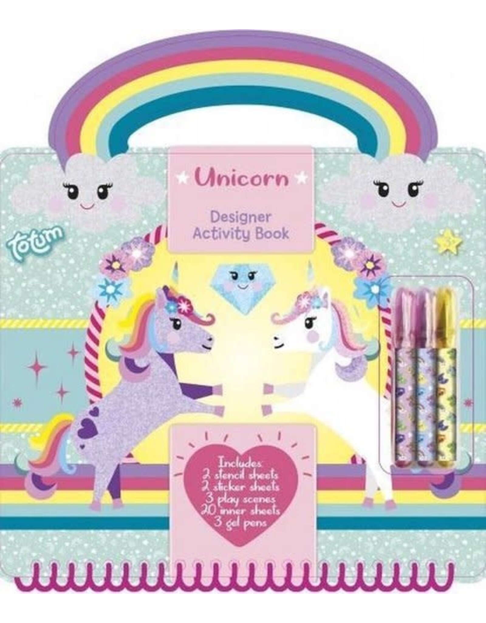 TOTUM Totum Unicorn Designer doeboek, stickerboek, tekenen en schrijven - hard cover vakantieboek 25 delig - incl. stickers en sjablonen