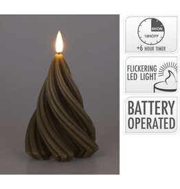 Decoris Kaars LED boom gedraaid H13cm taupe