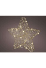 lumineo Lumineo Ster met Micro LED verlichting voor binnen op batterij met timer dia20cm goud.