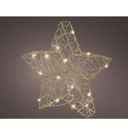 lumineo Lumineo Ster met Micro LED verlichting voor binnen op batterij met timer dia20cm goud.