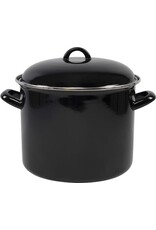 Svenska living Soeppan met deksel - zwart - emaille - 8L - D24 x H21 cm - alle warmtebronnen