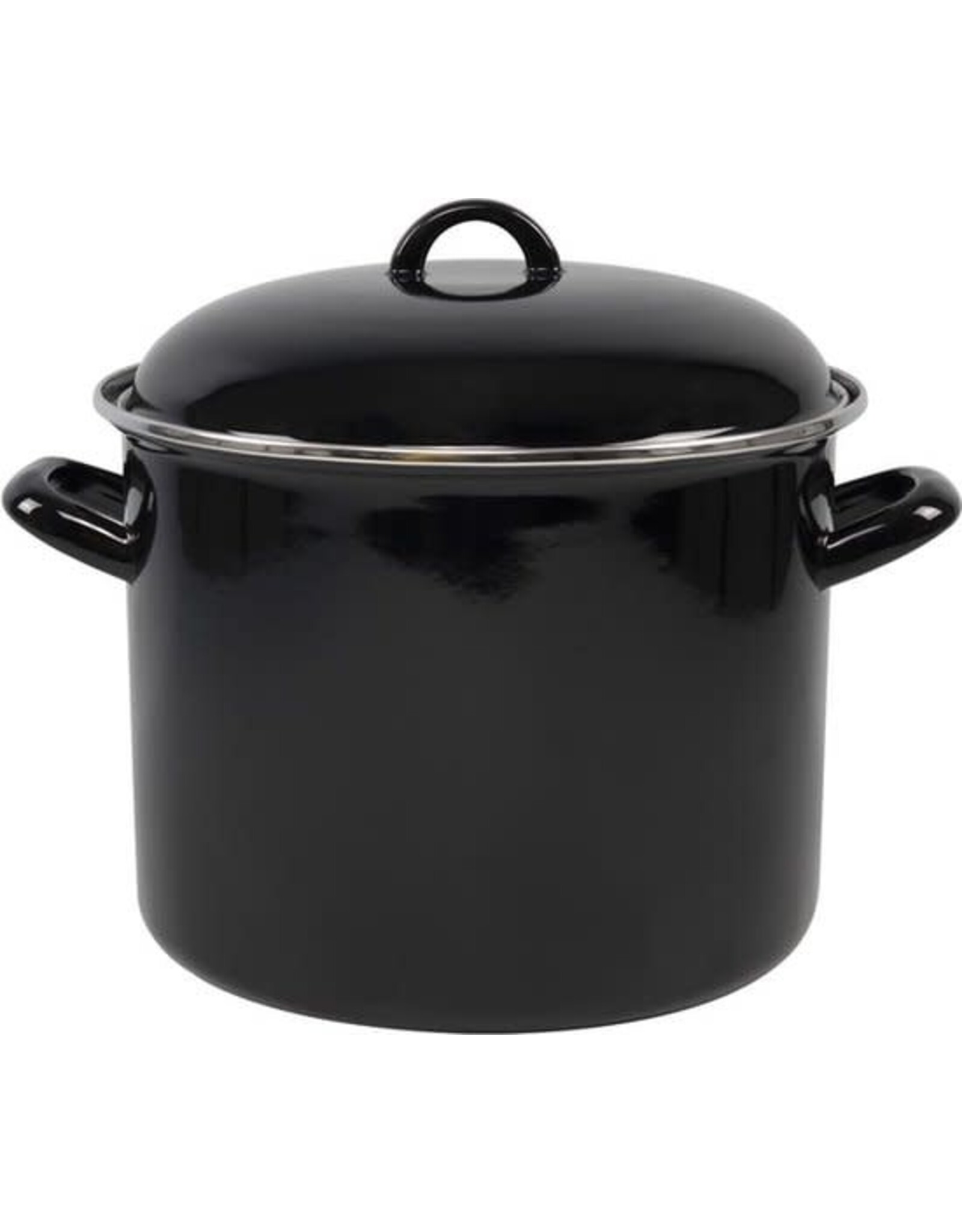 Svenska living Soeppan met deksel - zwart - emaille - 8L - D24 x H21 cm - alle warmtebronnen