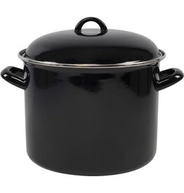 Svenska living Soeppan met deksel - zwart - emaille - 8L - D24 x H21 cm - alle warmtebronnen